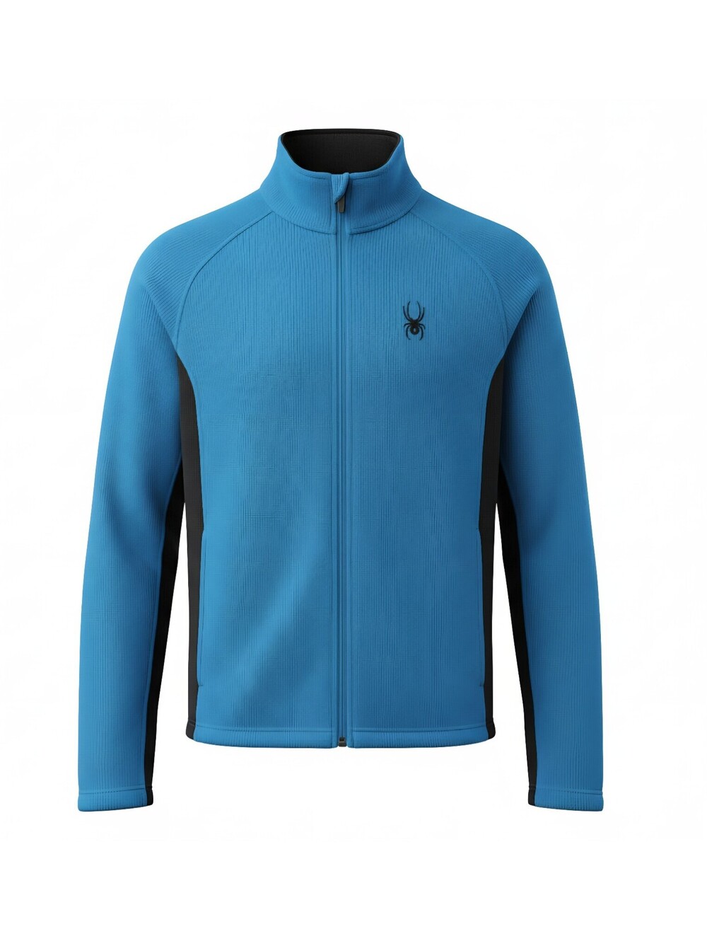 Spyder Core Sweater Jacket Mens XL Blue Black Full Zip Fleece Heavy Knit Coat